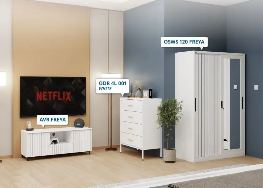 Furniture Besi Minimalis di Ruang Keluarga dari Olymsteel Furniture